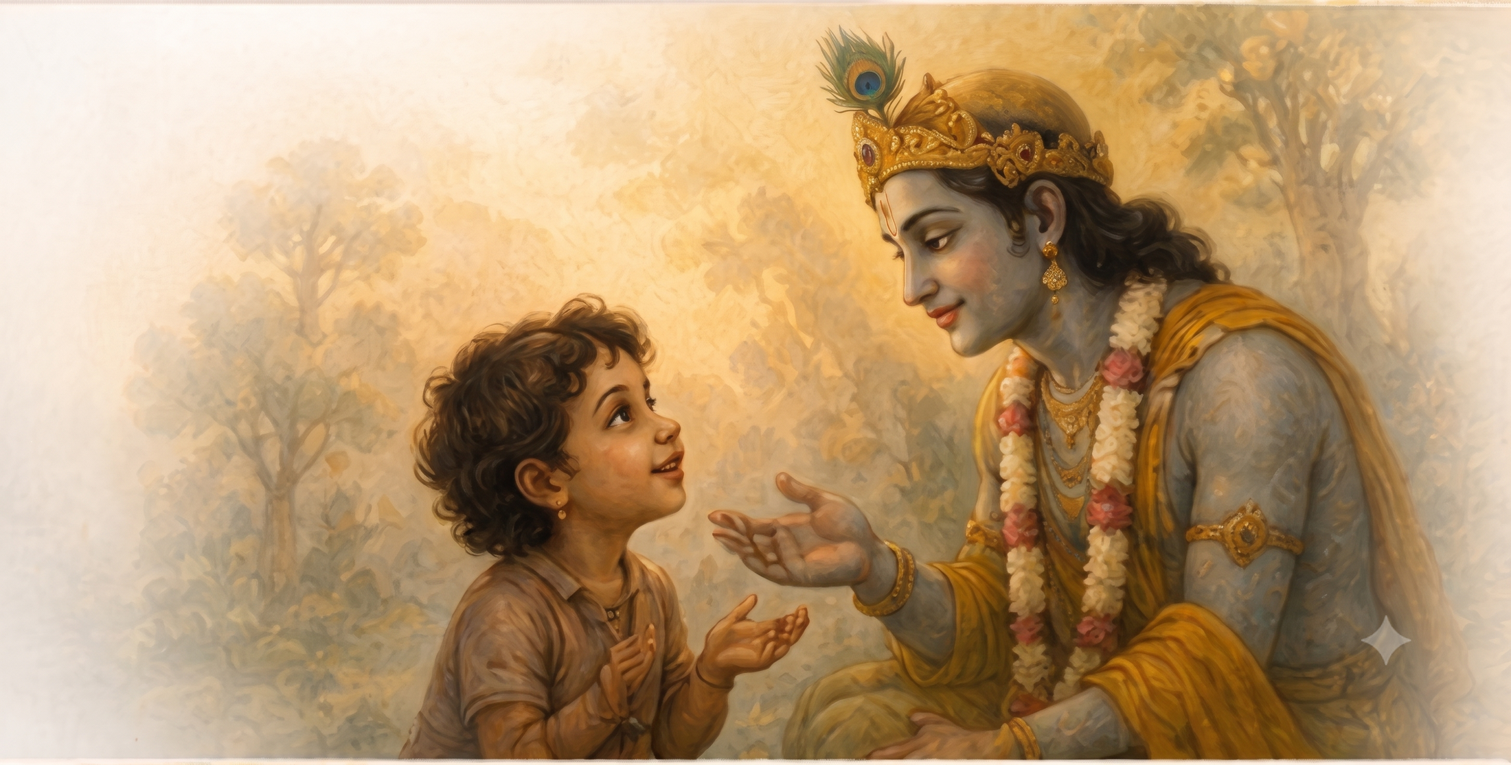 Child speaking with Krishna